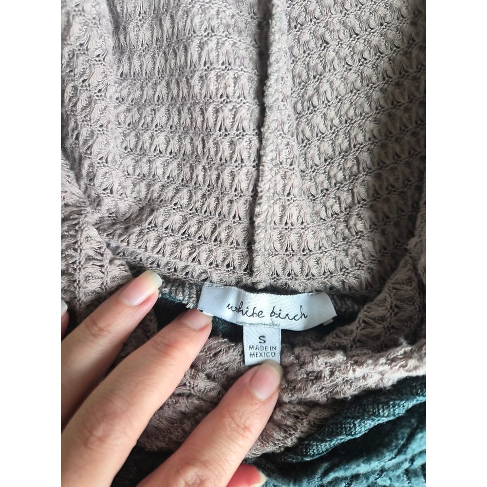White Birch Womens Green Waffle Knit Hoodie Button Neck Pullover T6357A2XL S - Picture 2 of 5